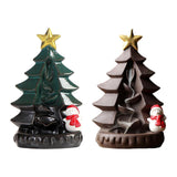 Maxbell Maxbell Ceramic Backflow Incense Burner Censer Christmas Trees Sculpture for Desk Green