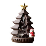 Maxbell Maxbell Ceramic Backflow Incense Burner Censer Christmas Trees Sculpture for Desk Violet Sand