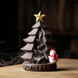 Maxbell Maxbell Ceramic Backflow Incense Burner Censer Christmas Trees Sculpture for Desk Violet Sand