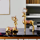 Maxbell 2x Deer Figurines Reindeer Sculptures Stand Wedding Living Room Elk Statues