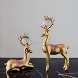 Maxbell 2x Deer Figurines Reindeer Sculptures Stand Wedding Living Room Elk Statues