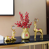 Maxbell 2x Deer Figurines Reindeer Sculptures Stand Wedding Living Room Elk Statues