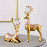 Maxbell 2x Deer Figurines Reindeer Sculptures Stand Wedding Living Room Elk Statues