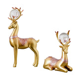 Maxbell 2x Deer Figurines Reindeer Sculptures Stand Wedding Living Room Elk Statues