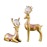 Maxbell 2x Deer Figurines Reindeer Sculptures Stand Wedding Living Room Elk Statues