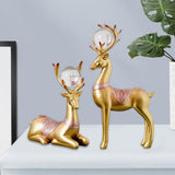 Maxbell 2x Deer Figurines Reindeer Sculptures Stand Wedding Living Room Elk Statues