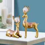 Maxbell 2x Deer Figurines Reindeer Sculptures Stand Wedding Living Room Elk Statues