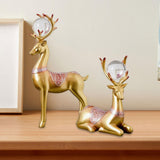 Maxbell 2x Deer Figurines Reindeer Sculptures Stand Wedding Living Room Elk Statues