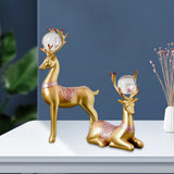 Maxbell 2x Deer Figurines Reindeer Sculptures Stand Wedding Living Room Elk Statues