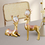 Maxbell 2x Deer Figurines Reindeer Sculptures Stand Wedding Living Room Elk Statues