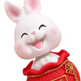 Maxbell Resin Statues Figurine Sculpture Desk Store Home Shop Shaking Head Rabbit White Lucky