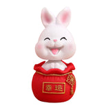 Maxbell Resin Statues Figurine Sculpture Desk Store Home Shop Shaking Head Rabbit White Lucky