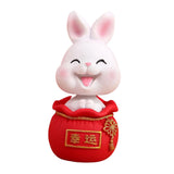 Maxbell Resin Statues Figurine Sculpture Desk Store Home Shop Shaking Head Rabbit White Lucky