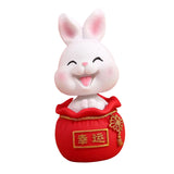 Maxbell Resin Statues Figurine Sculpture Desk Store Home Shop Shaking Head Rabbit White Lucky