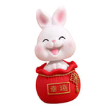 Maxbell Resin Statues Figurine Sculpture Desk Store Home Shop Shaking Head Rabbit White Lucky