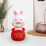 Maxbell Resin Statues Figurine Sculpture Desk Store Home Shop Shaking Head Rabbit White Lucky