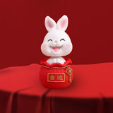 Maxbell Resin Statues Figurine Sculpture Desk Store Home Shop Shaking Head Rabbit White Lucky