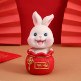 Maxbell Resin Statues Figurine Sculpture Desk Store Home Shop Shaking Head Rabbit Safe Pink