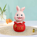 Maxbell Resin Statues Figurine Sculpture Desk Store Home Shop Shaking Head Rabbit Safe Pink