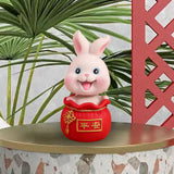 Maxbell Resin Statues Figurine Sculpture Desk Store Home Shop Shaking Head Rabbit Safe Pink