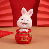 Maxbell Resin Statues Figurine Sculpture Desk Store Home Shop Shaking Head Rabbit Pink Lucky