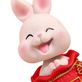 Maxbell Resin Statues Figurine Sculpture Desk Store Home Shop Shaking Head Rabbit Pink Lucky