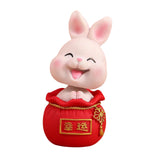 Maxbell Resin Statues Figurine Sculpture Desk Store Home Shop Shaking Head Rabbit Pink Lucky