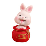 Maxbell Resin Statues Figurine Sculpture Desk Store Home Shop Shaking Head Rabbit Pink Lucky