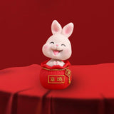 Maxbell Resin Statues Figurine Sculpture Desk Store Home Shop Shaking Head Rabbit Pink Lucky