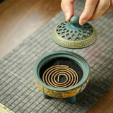 Maxbell Ceramic Incense Burner Incense Holder Creative Ornaments for Tea House Green
