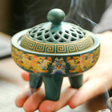 Maxbell Ceramic Incense Burner Incense Holder Creative Ornaments for Tea House Green