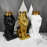 Maxbell Maxbell Modern Lion Head Statue Animal Figurine Resin Craft for Desktop Bookshelf White