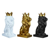 Maxbell Maxbell Modern Lion Head Statue Animal Figurine Resin Craft for Desktop Bookshelf White