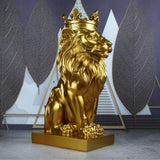 Maxbell Maxbell Modern Lion Head Statue Animal Figurine Resin Craft for Desktop Bookshelf Aureate