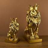 Maxbell Maxbell Modern Lion Head Statue Animal Figurine Resin Craft for Desktop Bookshelf Aureate