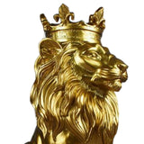 Maxbell Maxbell Modern Lion Head Statue Animal Figurine Resin Craft for Desktop Bookshelf Aureate
