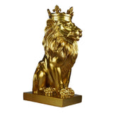 Maxbell Maxbell Modern Lion Head Statue Animal Figurine Resin Craft for Desktop Bookshelf Aureate