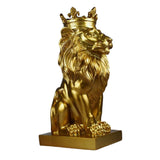 Maxbell Maxbell Modern Lion Head Statue Animal Figurine Resin Craft for Desktop Bookshelf Aureate