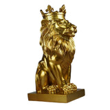 Maxbell Maxbell Modern Lion Head Statue Animal Figurine Resin Craft for Desktop Bookshelf Aureate