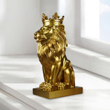 Maxbell Maxbell Modern Lion Head Statue Animal Figurine Resin Craft for Desktop Bookshelf Aureate