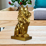 Maxbell Maxbell Modern Lion Head Statue Animal Figurine Resin Craft for Desktop Bookshelf Aureate