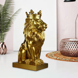 Maxbell Maxbell Modern Lion Head Statue Animal Figurine Resin Craft for Desktop Bookshelf Aureate