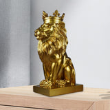 Maxbell Maxbell Modern Lion Head Statue Animal Figurine Resin Craft for Desktop Bookshelf Aureate