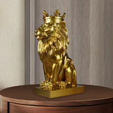 Maxbell Maxbell Modern Lion Head Statue Animal Figurine Resin Craft for Desktop Bookshelf Aureate