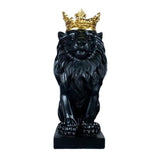 Maxbell Maxbell Modern Lion Head Statue Animal Figurine Resin Craft for Desktop Bookshelf Black