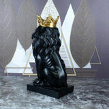Maxbell Maxbell Modern Lion Head Statue Animal Figurine Resin Craft for Desktop Bookshelf Black