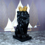 Maxbell Maxbell Modern Lion Head Statue Animal Figurine Resin Craft for Desktop Bookshelf Black