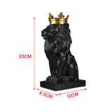 Maxbell Maxbell Modern Lion Head Statue Animal Figurine Resin Craft for Desktop Bookshelf Black