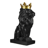 Maxbell Maxbell Modern Lion Head Statue Animal Figurine Resin Craft for Desktop Bookshelf Black
