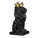 Maxbell Maxbell Modern Lion Head Statue Animal Figurine Resin Craft for Desktop Bookshelf Black